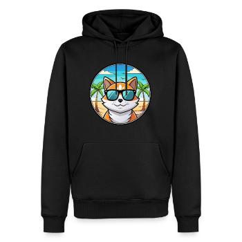Lunettes de soleil de dessin animé de race de chat calicot dilué plage - Sweat à capuche Premium bio Homme - noir - Devant - Nico (187cm)