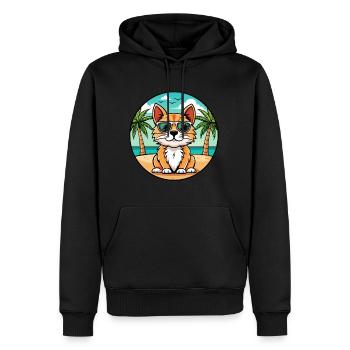 Lunettes de soleil de dessin animé de race de chat à poil long allemand plage - Sweat à capuche Premium bio Homme - noir - Devant - Nico (187cm)