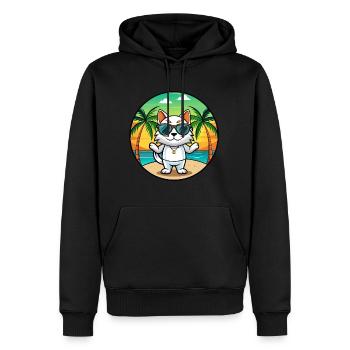 Japanische Bobtail Katzenrasse Cartoon Sonnenbrille Strand - Männer Premium Bio Hoodie - Schwarz - Vorne - Nico (187cm)