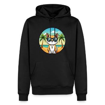 Siamois Shorthair Cat Breed Cartoon Sunglass Beach - Sweat à capuche Premium bio Homme - noir - Devant - Nico (187cm)