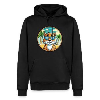 Tiger Katze Rasse Cartoon Sonnenbrille Strand - Männer Premium Bio Hoodie - Schwarz - Vorne - Nico (187cm)