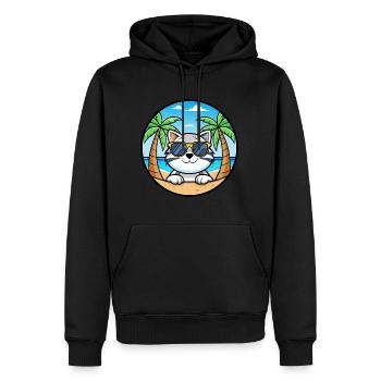 Schneeschuh Katze Rasse Cartoon Sonnenbrille Strand - Männer Premium Bio Hoodie - Schwarz - Vorne - Nico (187cm)