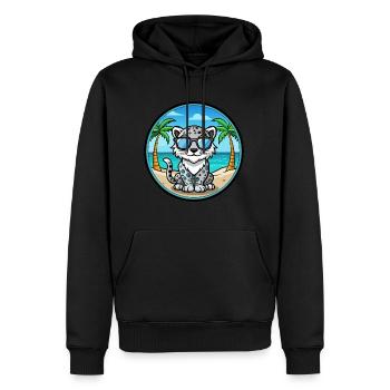 Léopard des neiges bébé chat race dessin animé lunettes de soleil plage - Sweat à capuche Premium bio Homme - noir - Devant - Nico (187cm)