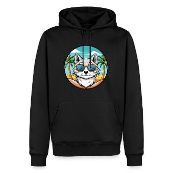 Turkish Angora Cat Breed Cartoon Sunglasses Beach - Men’s Premium Organic Hoodie - black - Front - Nico (187cm)