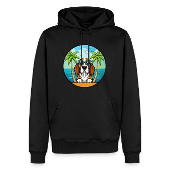 Basset Bleu De Gascogne Hunderasse Cartoon Beach - Männer Premium Bio Hoodie - Schwarz - Vorne - Nico (187cm)
