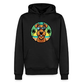 Airedale Terrier Chien Race Dessin Animé Lunettes De Soleil Plage - Sweat à capuche Premium bio Homme - noir - Devant - Nico (187cm)
