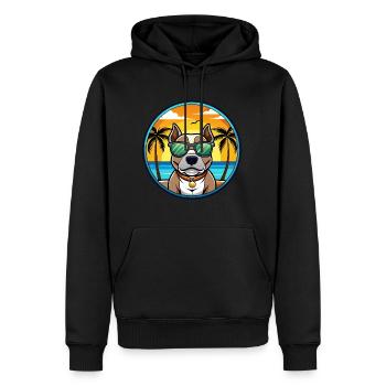 American Pitbull Terrier Hunderasse Cartoon Beach - Männer Premium Bio Hoodie - Schwarz - Vorne - Nico (187cm)