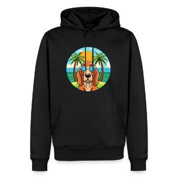 Basset Fauve De Bretagne Hunderasse Cartoon Strand - Männer Premium Bio Hoodie - Schwarz - Vorne - Nico (187cm)