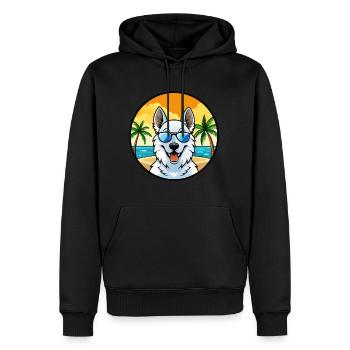 Berger Blanc Suisse Dog Breed Cartoon Sunglasses - Men’s Premium Organic Hoodie - black - Front - Nico (187cm)