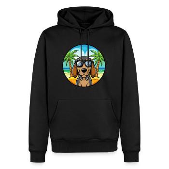 Noir Et Tan Coonhound Race Chien Dessin Animé Plage - Sweat à capuche Premium bio Homme - noir - Devant - Nico (187cm)