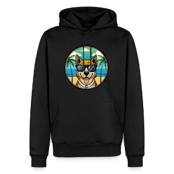 Cao De Castro Laboreiro Dog Breed Cartoon Beach - Men’s Premium Organic Hoodie - black - Front - Nico (187cm)