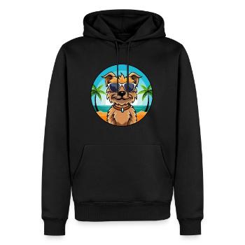 Border Terrier Dog Breed Cartoon Sunglasses Beach - Men’s Premium Organic Hoodie - black - Front - Nico (187cm)
