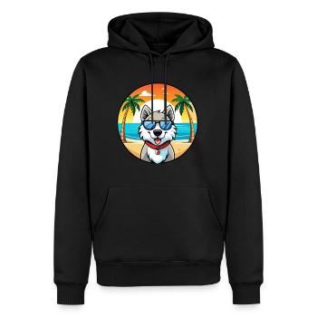 Chien Husky Labrador Canadien Race Cartoon Beach - Sweat à capuche Premium bio Homme - noir - Devant - Nico (187cm)