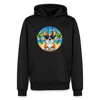 Strickjacke Welsh Corgi Hund Rasse Cartoon Sonnenbrille - Männer Premium Bio Hoodie - Schwarz - Vorne - Nico (187cm)