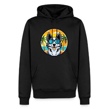 Border Collie Hunderasse Cartoon Sonnenbrille Strand - Männer Premium Bio Hoodie - Schwarz - Vorne - Nico (187cm)