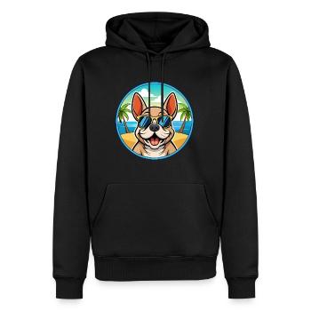 Chien Francais Dog Breed Cartoon Sunglasses Beach - Men’s Premium Organic Hoodie - black - Front - Nico (187cm)