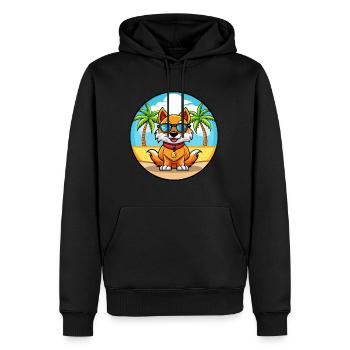 Chinese Imperial Dog Breed Cartoon Sunglass Beach - Men’s Premium Organic Hoodie - black - Front - Nico (187cm)