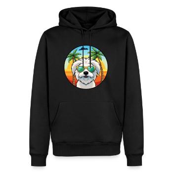 Coton De Tulear Hunderasse Cartoon Sonnenbrille Strand - Männer Premium Bio Hoodie - Schwarz - Vorne - Nico (187cm)