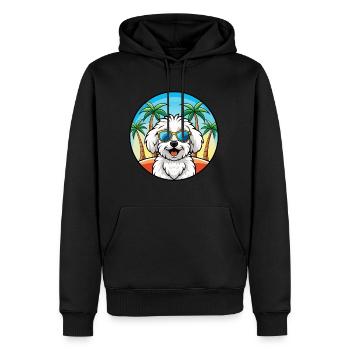 Bichon frisé race de chien dessin animé lunettes de soleil plage - Sweat à capuche Premium bio Homme - noir - Devant - Nico (187cm)