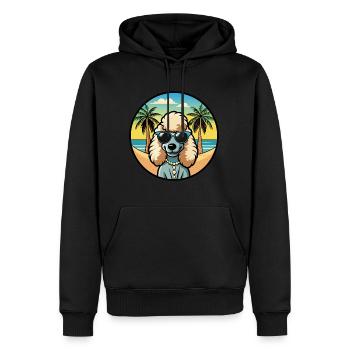 Corded Poodle Dog Breed Cartoon Sunglasses Beach - Men’s Premium Organic Hoodie - black - Front - Nico (187cm)