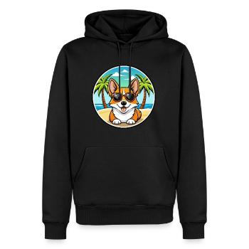 Corgi Hund Rasse Cartoon Sonnenbrille Strand - Männer Premium Bio Hoodie - Schwarz - Vorne - Nico (187cm)