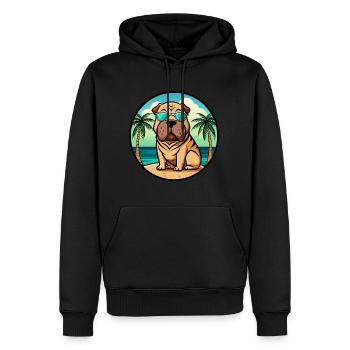 Chinois Shar Pei Chien Race Dessin Animé Lunettes De Soleil Plage - Sweat à capuche Premium bio Homme - noir - Devant - Nico (187cm)