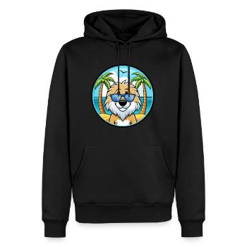Friesische Wasserhundrasse Cartoon Sonnenbrille Strand - Männer Premium Bio Hoodie - Schwarz - Vorne - Nico (187cm)