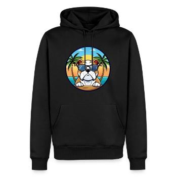Bouledogue anglais race dessin animé lunettes de soleil plage - Sweat à capuche Premium bio Homme - noir - Devant - Nico (187cm)