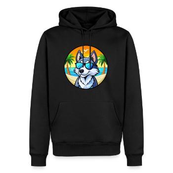 Husky Chien Race Dessin Animé Lunettes De Soleil Plage - Sweat à capuche Premium bio Homme - noir - Devant - Nico (187cm)