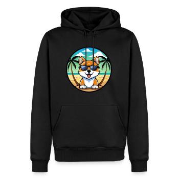 Hokkaido Hunderasse Cartoon Sonnenbrille Strand - Männer Premium Bio Hoodie - Schwarz - Vorne - Nico (187cm)