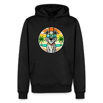 Irischer Wolfshund Hunderasse Cartoon Sonnenbrille Strand - Männer Premium Bio Hoodie - Schwarz - Vorne - Nico (187cm)