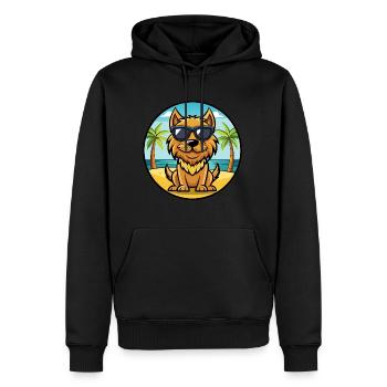 Griffon Fauve De Bretagne Hunderasse Cartoon Strand - Männer Premium Bio Hoodie - Schwarz - Vorne - Nico (187cm)