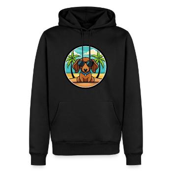 Miniatur Dackel Hund Rasse Cartoon Sonnenbrille - Männer Premium Bio Hoodie - Schwarz - Vorne - Nico (187cm)