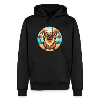 Leonberger Dog Breed Cartoon Sunglasses Beach - Men’s Premium Organic Hoodie - black - Front - Nico (187cm)