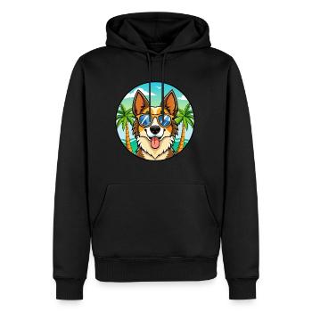 North American Shepherd Dog Breed Cartoon Beach - Men’s Premium Organic Hoodie - black - Front - Nico (187cm)