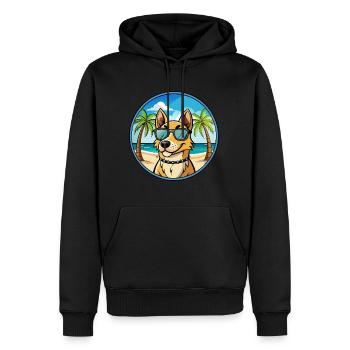 Norwegischer Windhund Rasse Cartoon Sonnenbrille Strand - Männer Premium Bio Hoodie - Schwarz - Vorne - Nico (187cm)