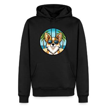 Papillon Chien Race Dessin Animé Lunettes de Soleil Plage - Sweat à capuche Premium bio Homme - noir - Devant - Nico (187cm)