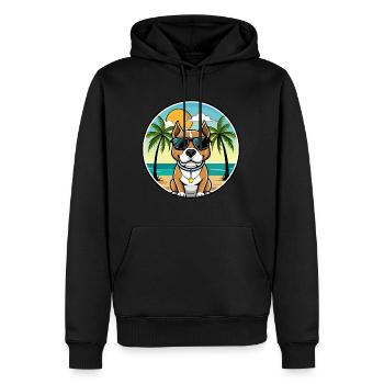 Pitbull Hund Rasse Cartoon Sonnenbrille Strand - Männer Premium Bio Hoodie - Schwarz - Vorne - Nico (187cm)