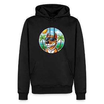 Chien de chasse norvégien Dunker Race de chien Cartoon Beach - Sweat à capuche Premium bio Homme - noir - Devant - Nico (187cm)