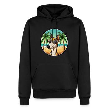 Old Croatian Sighthound Dog Breed Cartoon Beach - Men’s Premium Organic Hoodie - black - Front - Nico (187cm)