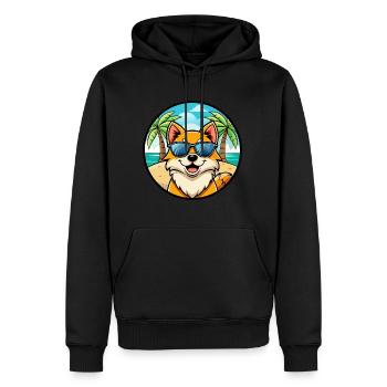 Pommersche Hunderasse Cartoon Sonnenbrille Strand - Männer Premium Bio Hoodie - Schwarz - Vorne - Nico (187cm)