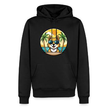 Spitz Hunderasse Cartoon Sonnenbrille Strand - Männer Premium Bio Hoodie - Schwarz - Vorne - Nico (187cm)