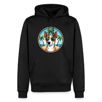 Glatte Foxterrier Hunderasse Cartoon Sonnenbrille - Männer Premium Bio Hoodie - Schwarz - Vorne - Nico (187cm)