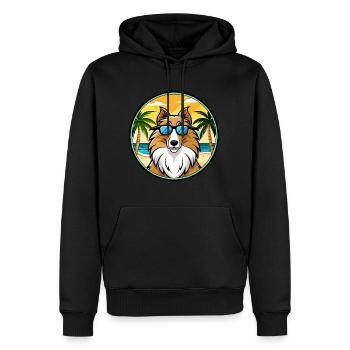 Rough Collie Chien Race Dessin Animé Lunettes De Soleil Plage - Sweat à capuche Premium bio Homme - noir - Devant - Nico (187cm)