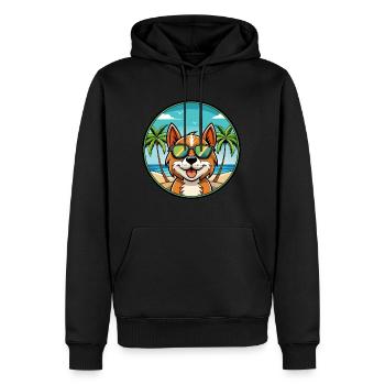 Portugais Podengo Pequeno Chien Race Dessin Animé Plage - Sweat à capuche Premium bio Homme - noir - Devant - Nico (187cm)