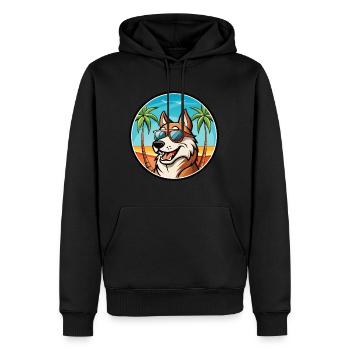 Russischer Jagdhund Rasse Cartoon Sonnenbrille Strand - Männer Premium Bio Hoodie - Schwarz - Vorne - Nico (187cm)