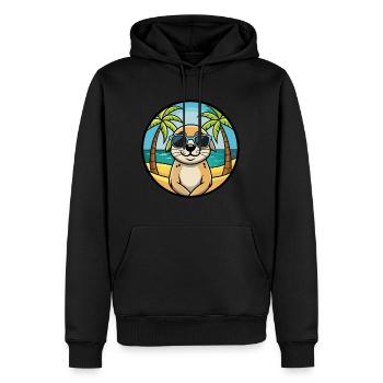 Seskar phoque chien race dessin animé lunettes de soleil plage - Sweat à capuche Premium bio Homme - noir - Devant - Nico (187cm)