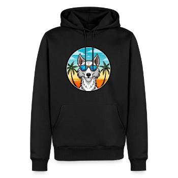 Chien-loup russe race de chien dessin animé lunettes de soleil plage - Sweat à capuche Premium bio Homme - noir - Devant - Nico (187cm)