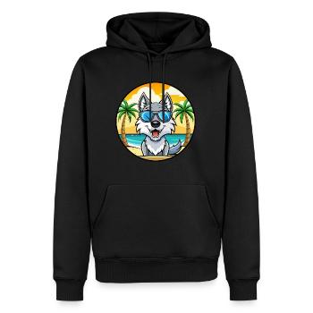 Saarloos Wolfdog Rasse Cartoon Sonnenbrille Strand - Männer Premium Bio Hoodie - Schwarz - Vorne - Nico (187cm)