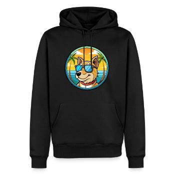Sapsali Dog Breed Cartoon Sunglasses Beach - Men’s Premium Organic Hoodie - black - Front - Nico (187cm)